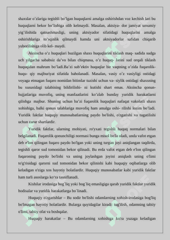 Fuqarolik huquqida yuridik faktlarning turlari 24 7