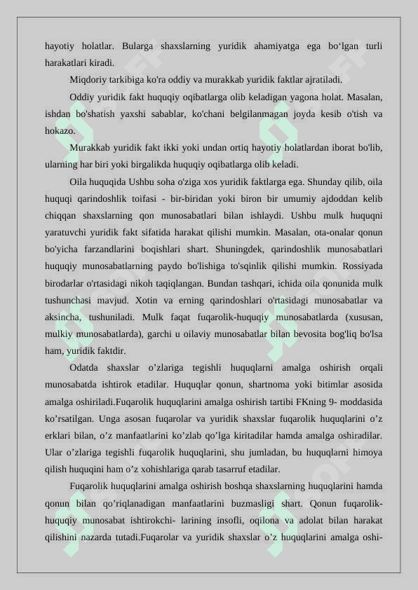 Fuqarolik huquqida yuridik faktlarning turlari 24 8