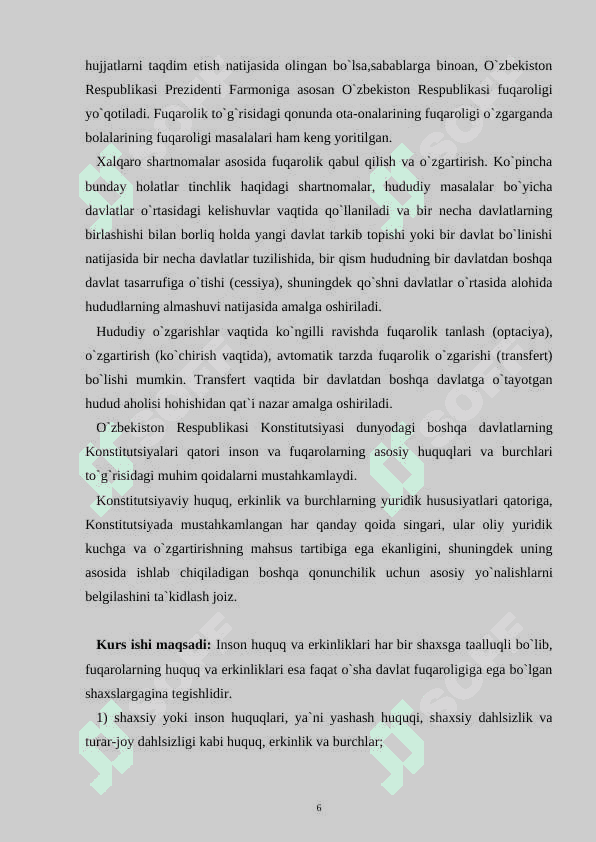 FUQAROLIK TUSHUNCHASI VA O'ZBEKISTON RESPUBLIKASI FUQAROLIGI 6