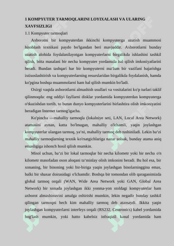 O'rta umumta'lim maktablari 8-sinf Informatika va AT kursida 5