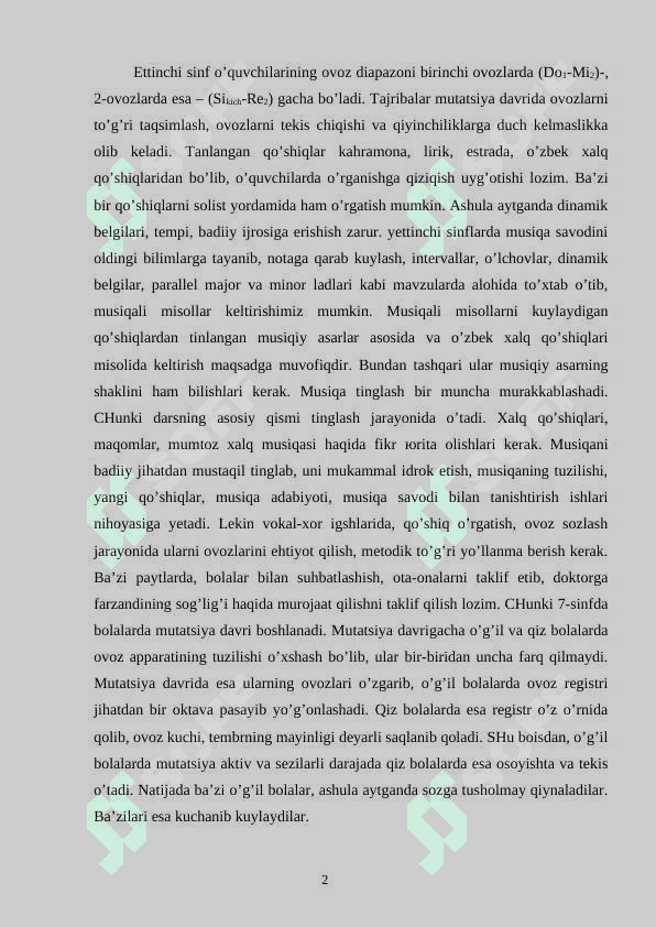 YETTINCHI SINFDA MUSIQA O‘QITISH METODIKASI VA UNING MAZMUNI. 2