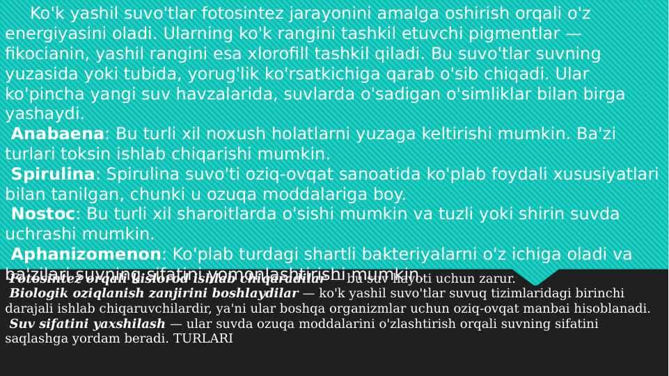 Ko'k yashil suvo'tlar 1