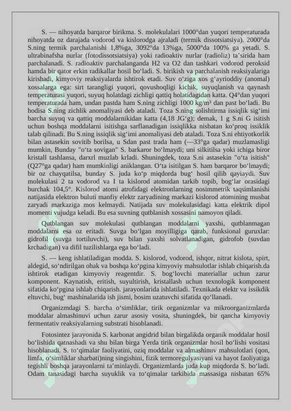 Suv va uning organizmdagi ahamiyati 3