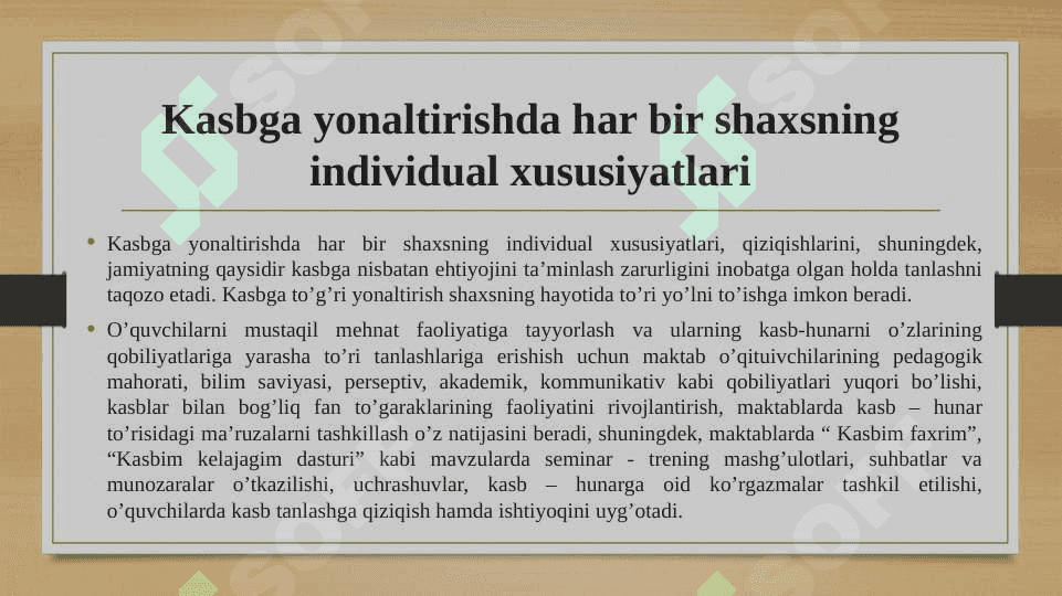 O’spirinlarni kasb tanlashdagi muommolari 6