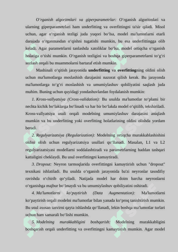 Mashinali o‘qitishda Underfitting va Overfitting muammolari. Bias va Variance tushunchalari 6