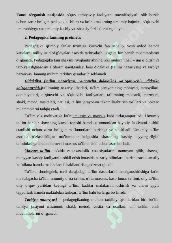 PEDAGOGIKA FANINING MAQSAD VAZIFALARI 3
