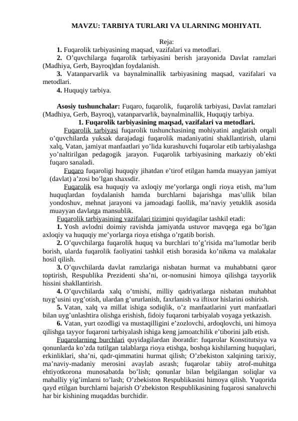TARBIYA TURLARI VA ULARNING MOHIYATI 1
