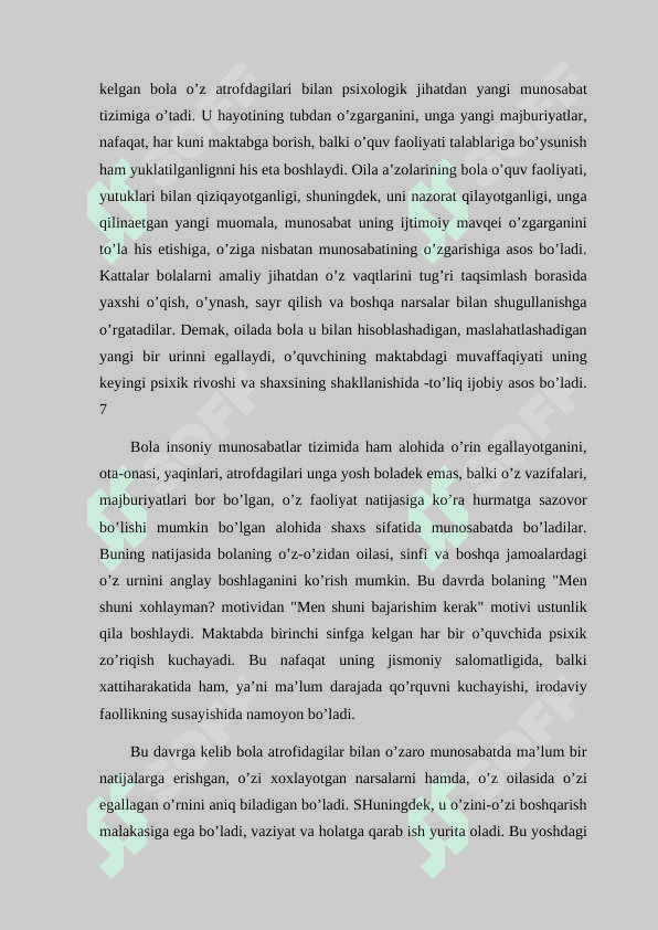 Kichik maktab yoshidagi o‘quvchilarning ijtimoiylashuvi omili sifatida nutqning rivojlanishi. 7