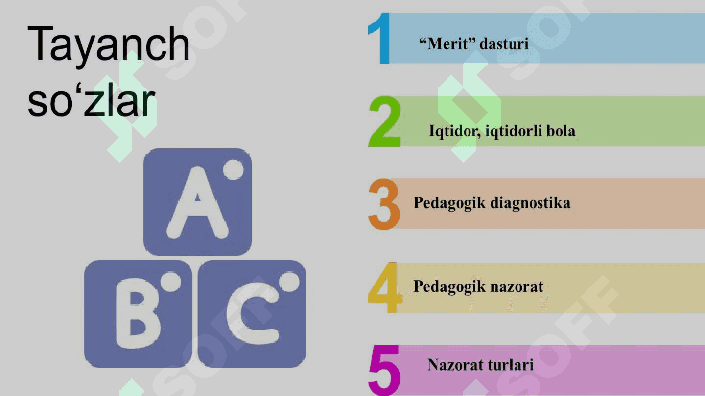 Iqtidorli o‘quvchilarni o‘qitish  (Education of gifted children) Pedagogik diognostika va nazorat, baholash. 3