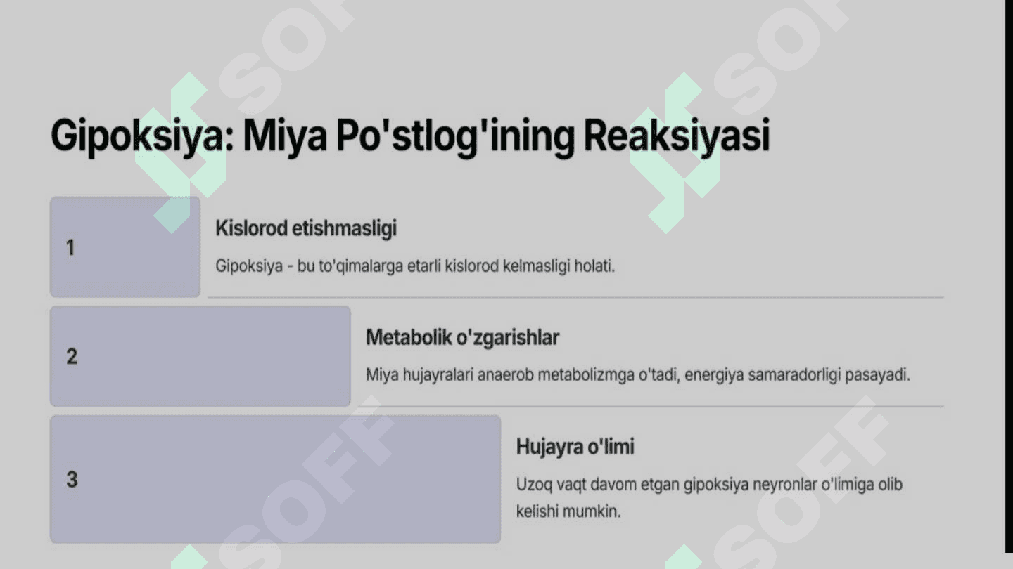 Bosh miya yarimsharlari po'stlog'ida hujayralararo bog'lanishlar va gipoksiyaga reaksiya 8