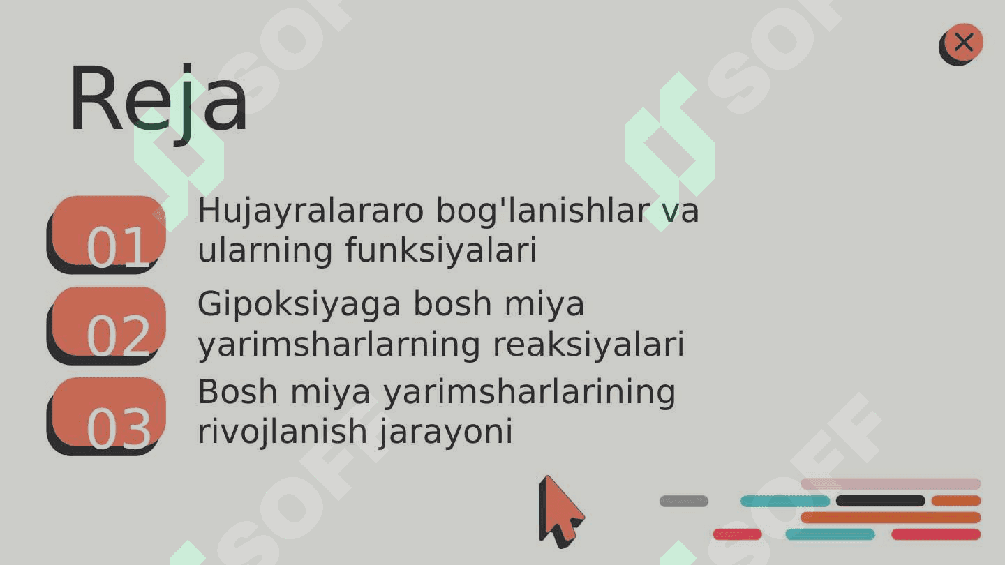 Bosh miya yarimsharlari po'stlog'ida hujayralararo bog'lanishlar. Bosh miya yarimsharlarining po'stlog'ini gipoksiyaga reaksiyasi 2