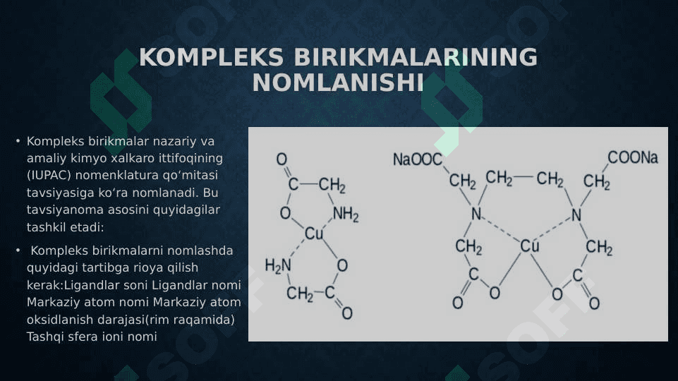 Kompleks birikmalar. Kompleksonometriya 6