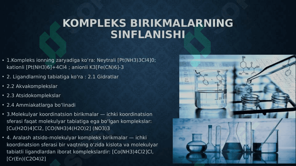 Kompleks birikmalar. Kompleksonometriya 7