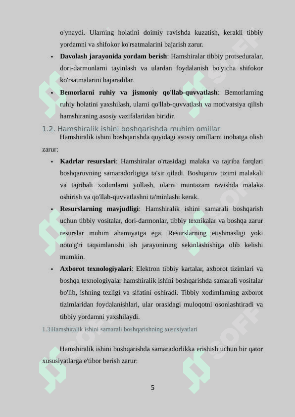 Hamshiralik ishini boshqarish asoslarining... . Hamshiralik ishini tashkil etish va boshqarishda boshqaruv usullari va ularning turlari, mohiyati 5