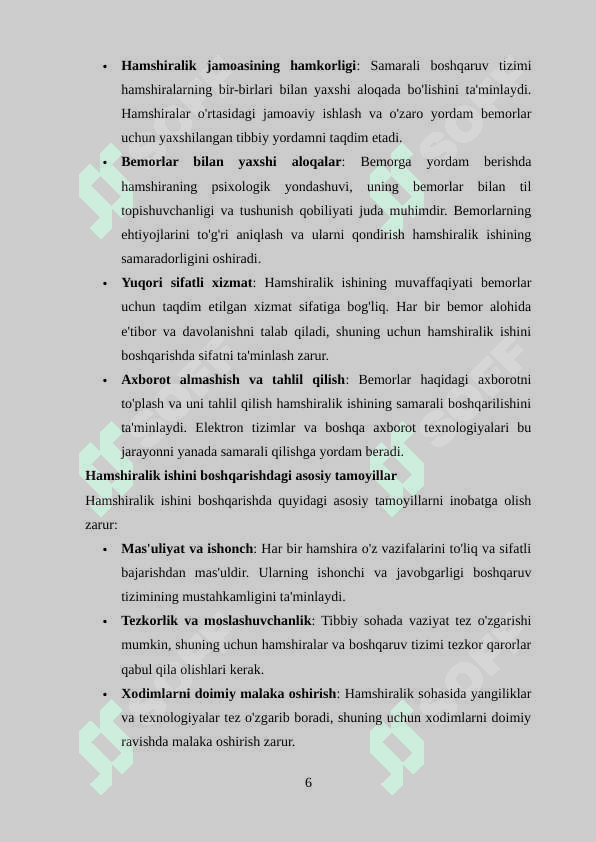 Hamshiralik ishini boshqarish asoslarining... . Hamshiralik ishini tashkil etish va boshqarishda boshqaruv usullari va ularning turlari, mohiyati 6