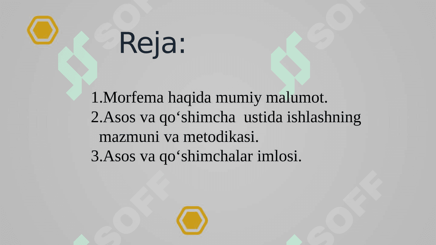 Boshlang‘ich sinflarda so‘zning morfemik tarkibini o‘rganish metodikasi.  3-4-SINFDA SO‘Z MORFEMIK TARKIBINI O‘RGANISH DARSLARI REJASINI VA ISHLANMASINI TUZISH 2