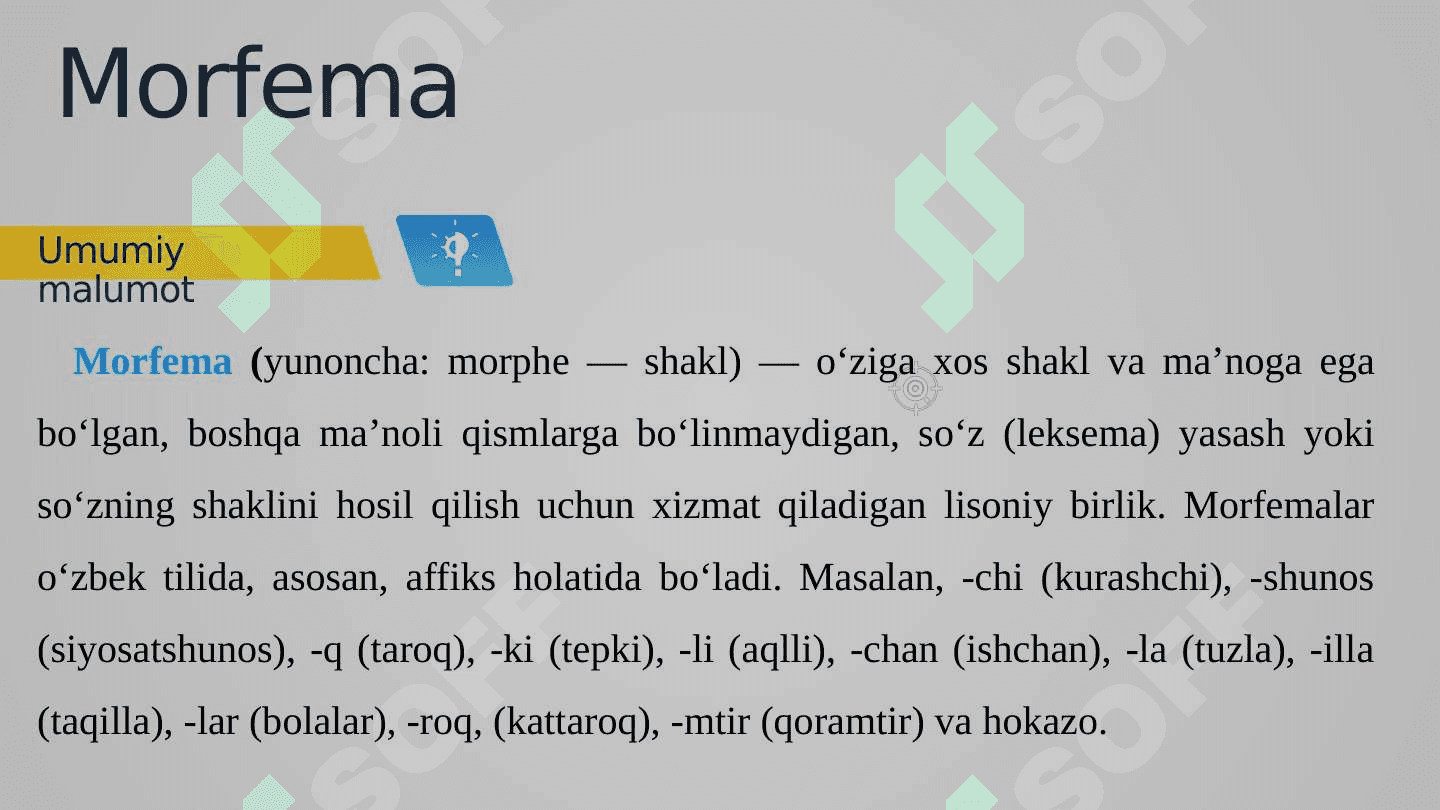 Boshlang‘ich sinflarda so‘zning morfemik tarkibini o‘rganish metodikasi.  3-4-SINFDA SO‘Z MORFEMIK TARKIBINI O‘RGANISH DARSLARI REJASINI VA ISHLANMASINI TUZISH 6