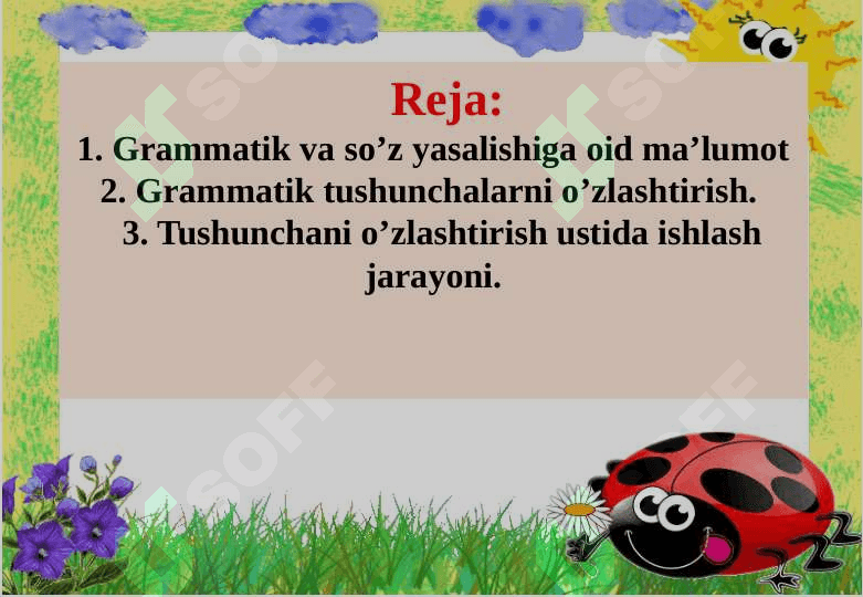 O‘quvchilarda grammatika va so‘z yasalishiga oid tushunchalarni shakllantirishning metodik asoslari 2
