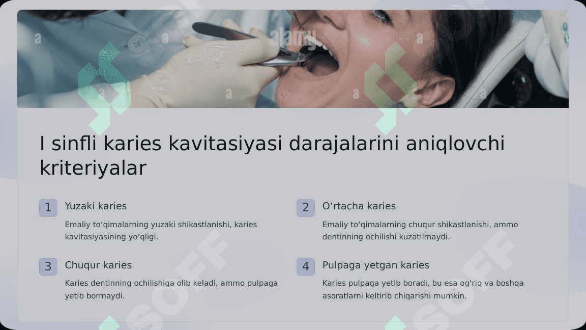Blek bo‘yicha I - II  sinfli karies  kovaklarini  restavratsiya  qilishning klinik  tamoyillari. 4