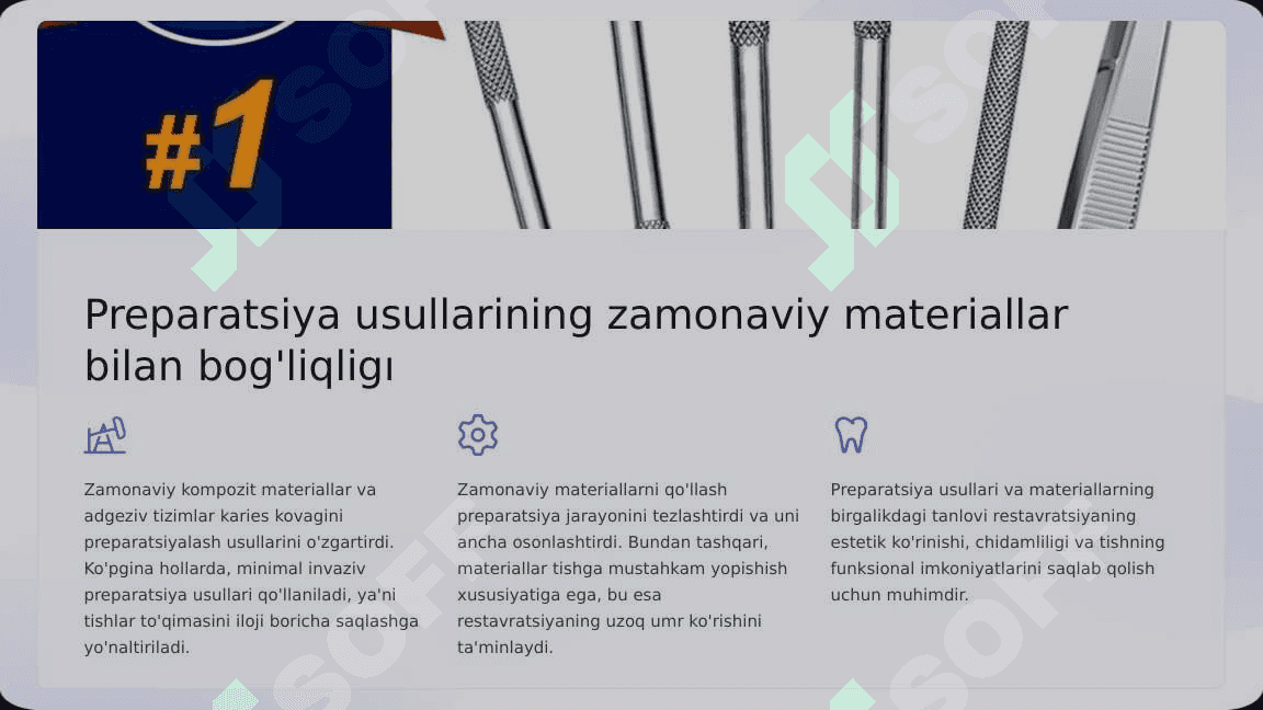 Blek bo‘yicha I - II  sinfli karies  kovaklarini  restavratsiya  qilishning klinik  tamoyillari. 8