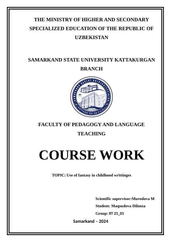 Use of fantasy in childhood writtinges kurs ishi