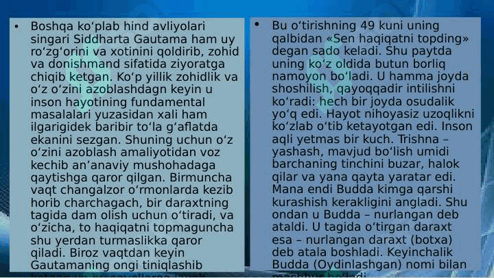 Buddaviylik dinining paydo bo'lish tarixi, asosiy ta'limotlari va manbalari 6