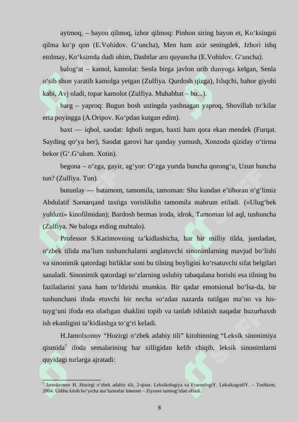 Sinonimik qatorlarda darajalanish munosabati 8