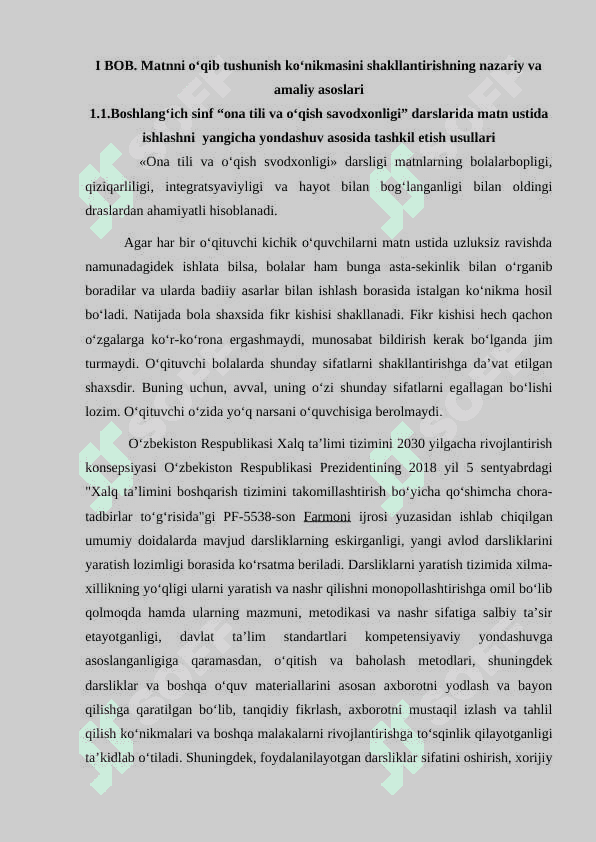 Boshlang'ich sinflarda ona tili va o'qish savodxonligi darslarda matn ustida ishlash 6