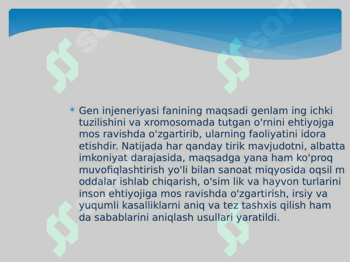 Geninjeneriyasi va uning tibbiyot amaliyotida qo'llanilishi. 5