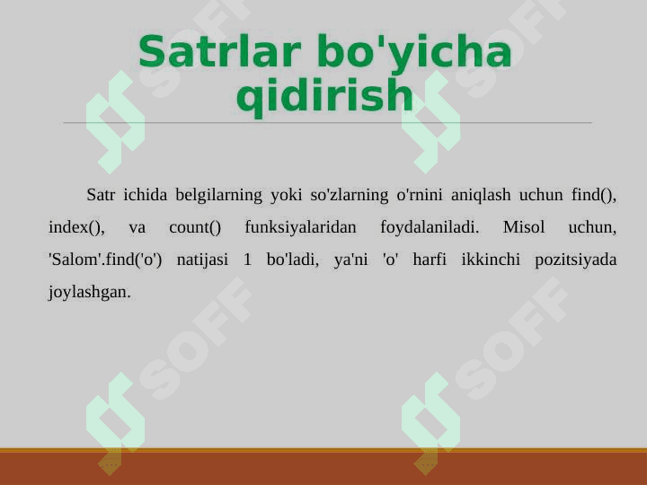 Satrlar bilan ishlash 8