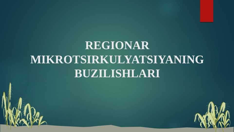REGIONAR MIKROTSIRKULYATSIYANING BUZILISHLARI 1