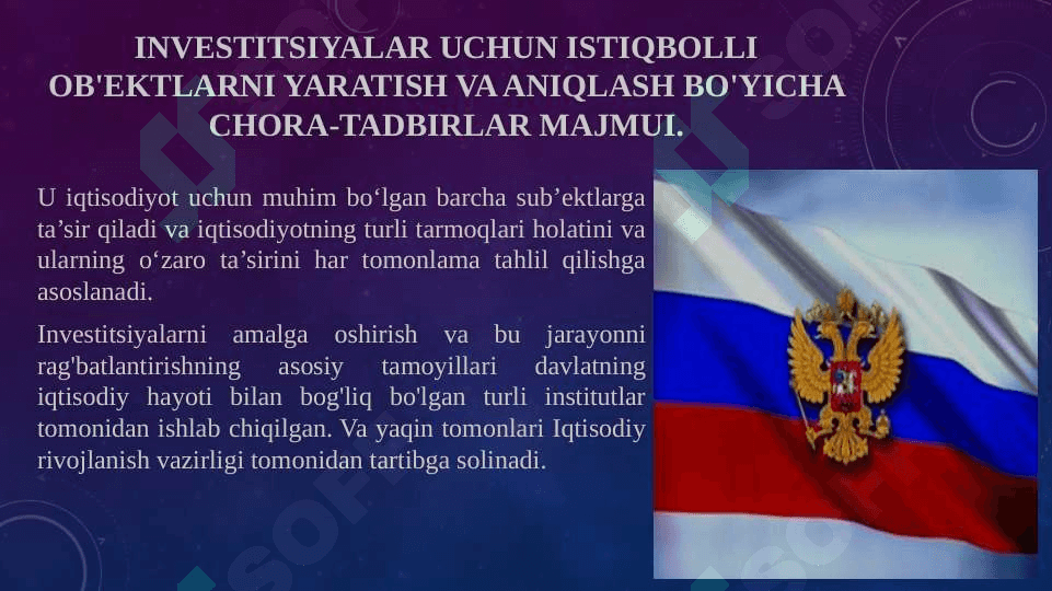 Rossiya Federatsiyasi va o’zbekiston respublikasi investitsion siyosati 3