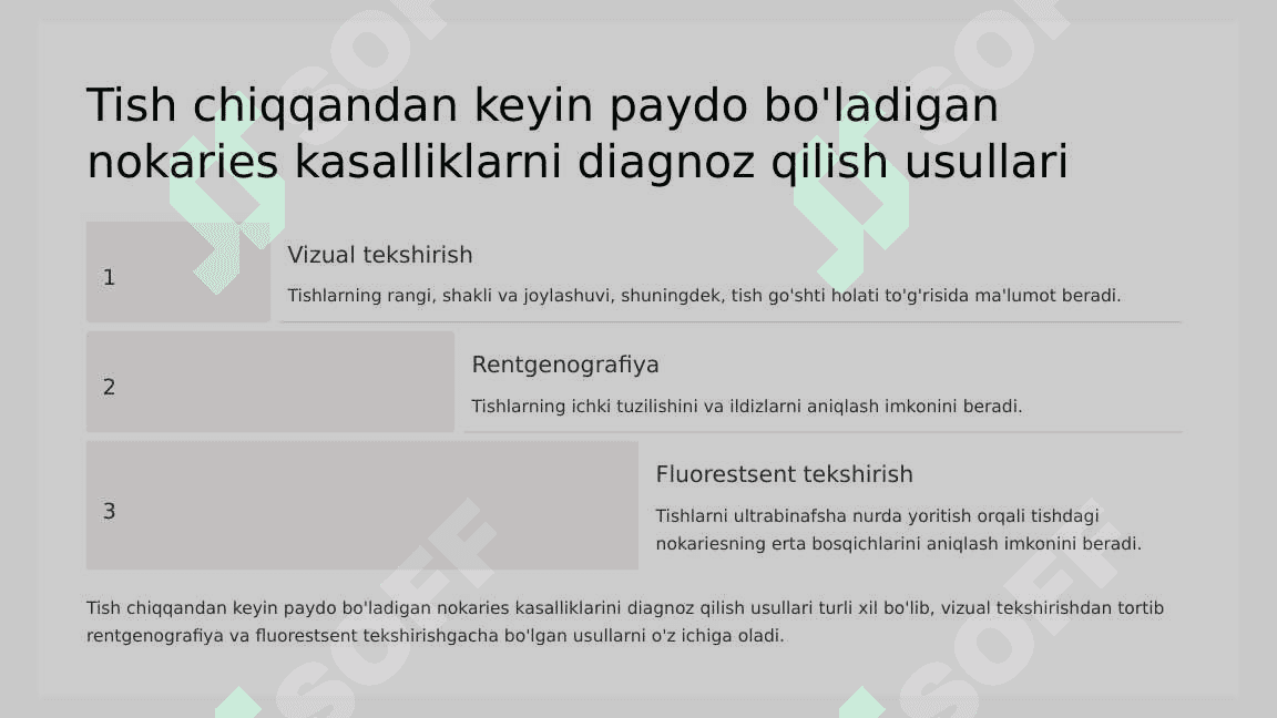 Tish chiqqandan  keyin paydo  bo‘ladigan nokaries  kasalliklar.  Ponasimon nuqson,.  Klinikasi,  tashxislash va  qiyosiy tashxislash. 6