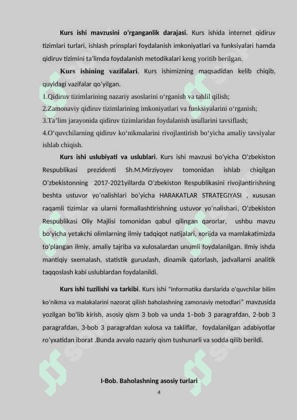 : Informatika darslarida oʻquvchilar bilim koʻnikma va malakalarini nazorat qilish baholashning zamonaviy metodlari 4