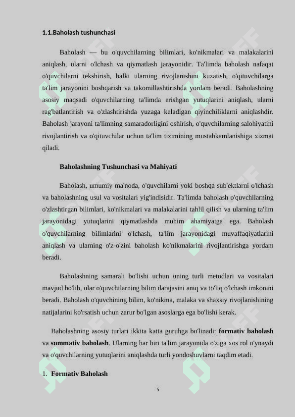 : Informatika darslarida oʻquvchilar bilim koʻnikma va malakalarini nazorat qilish baholashning zamonaviy metodlari 5