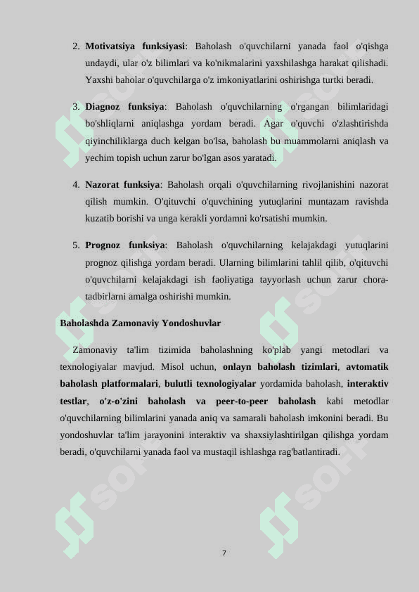 : Informatika darslarida oʻquvchilar bilim koʻnikma va malakalarini nazorat qilish baholashning zamonaviy metodlari 7