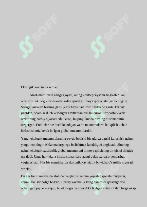 Ekologik madaniyat ekologik xavfsizlik va uning tabiiy geografik jihatlari 2