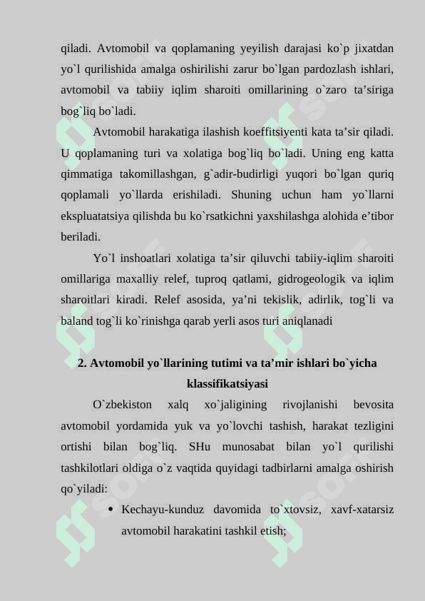 Transport vositalari va iqlim sharoitining yo`lga ta’siri 3
