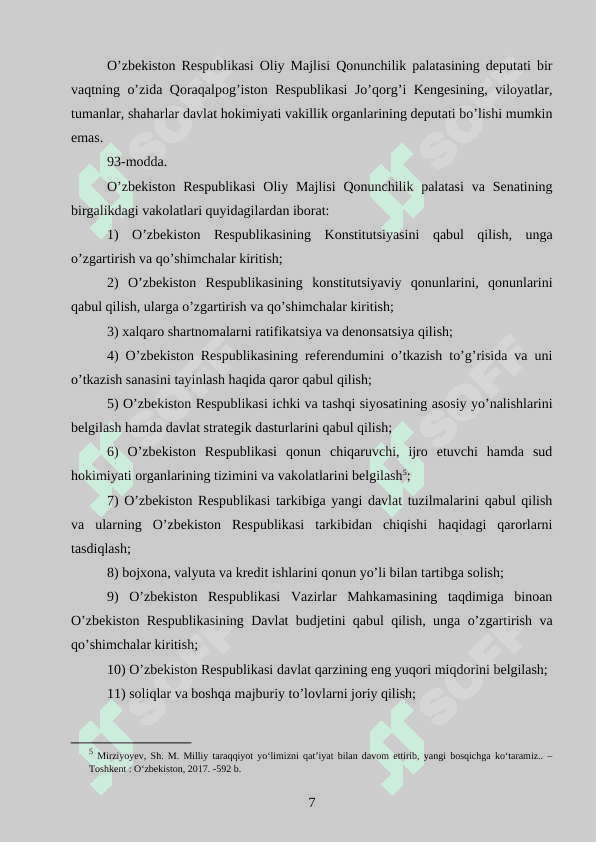 O’zbekiston Respublikasi Oliy Majlisi qonunchilik palatasi va senati qo’mita va komissiyalarini shakllantirish, qo’mita va komissiyalar faoliyatining asosiy yo’nalishlari 7