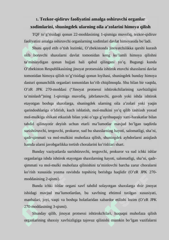 Tezkor-qidiruv faoliyati xodimlari va ularning oila a’zolarining, shuningdek tqfni amalga oshirishga ko’maklashgan shaxslarni  ijtimoiy-huquqiy himoyasi 2