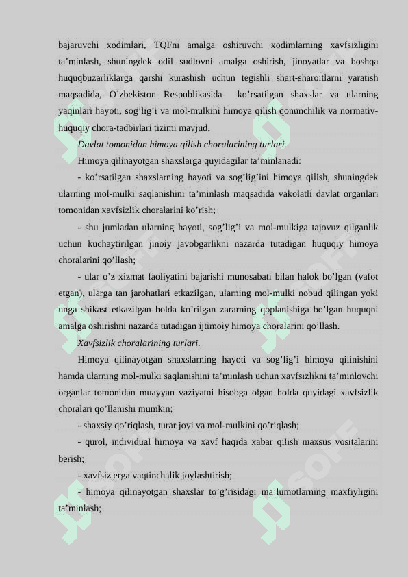 Tezkor-qidiruv faoliyati xodimlari va ularning oila a’zolarining, shuningdek tqfni amalga oshirishga ko’maklashgan shaxslarni  ijtimoiy-huquqiy himoyasi 3