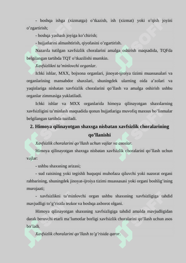 Tezkor-qidiruv faoliyati xodimlari va ularning oila a’zolarining, shuningdek tqfni amalga oshirishga ko’maklashgan shaxslarni  ijtimoiy-huquqiy himoyasi 4