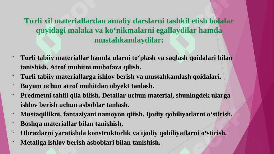 Turli xil va tabiiy materiallardan amaliy darslarni tashkil etish metodikasi. 4