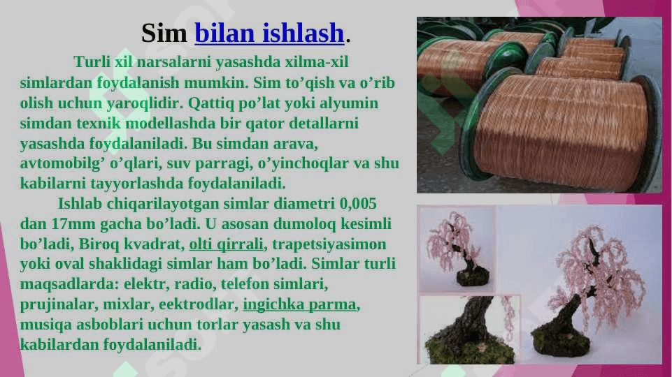 Turli xil va tabiiy materiallardan amaliy darslarni tashkil etish metodikasi. 8
