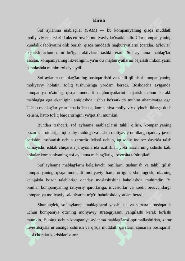 Sof aylanma mablag’larni belgilovchi omillarni tavsiflash 2