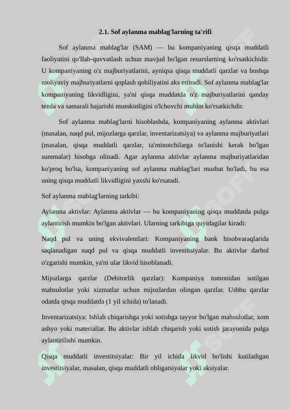Sof aylanma mablag’larni belgilovchi omillarni tavsiflash 3