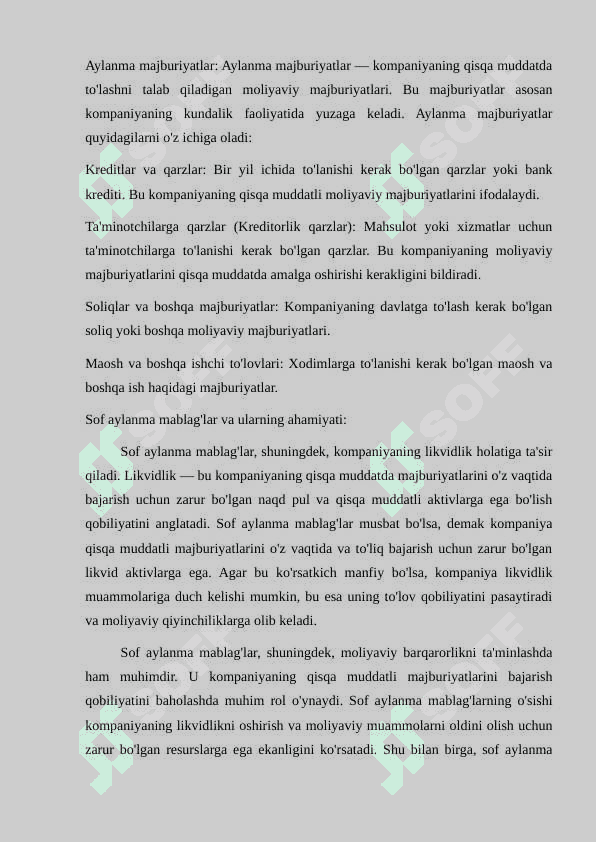 Sof aylanma mablag’larni belgilovchi omillarni tavsiflash 4