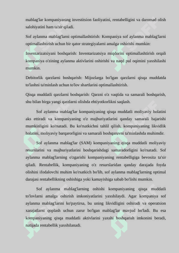 Sof aylanma mablag’larni belgilovchi omillarni tavsiflash 5