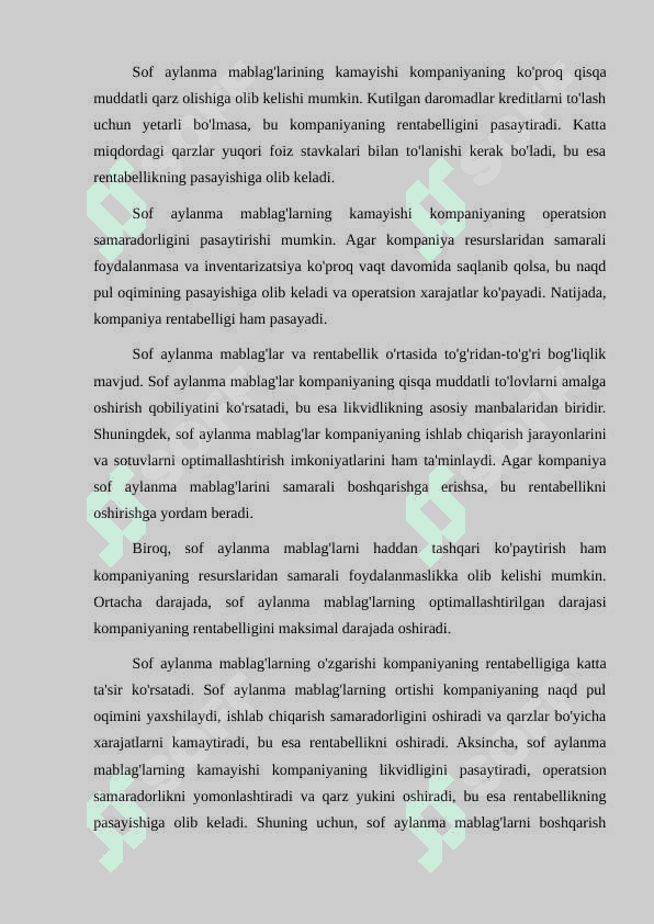 Sof aylanma mablag’larni belgilovchi omillarni tavsiflash 7