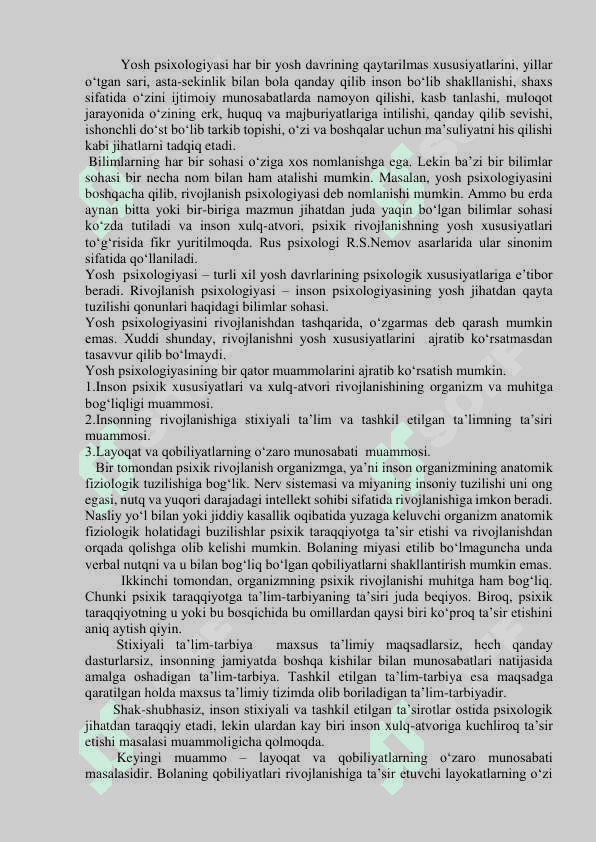 YOSH VA PEDAGOGIK PSIXOLOGIYA FANINING TADQIQOT SOHASI VA MUAMMOLARI 2